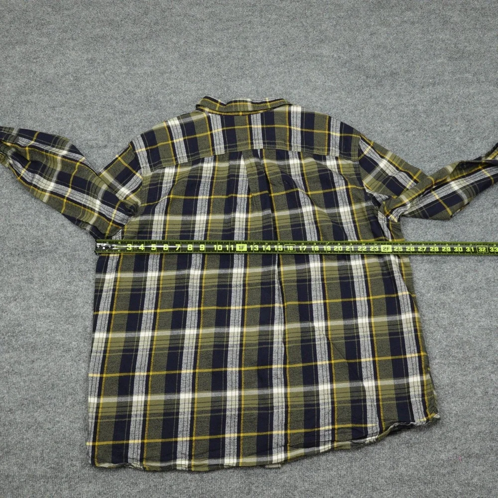 The North Face Shirt Mens XXL Olive Green Plaid Long Sleeve Button Down Flannel